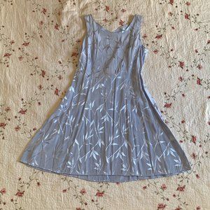 Light Blue Embroidered Floral Mini Dress DBY Ltd Size 5/6 Polyester Rayon